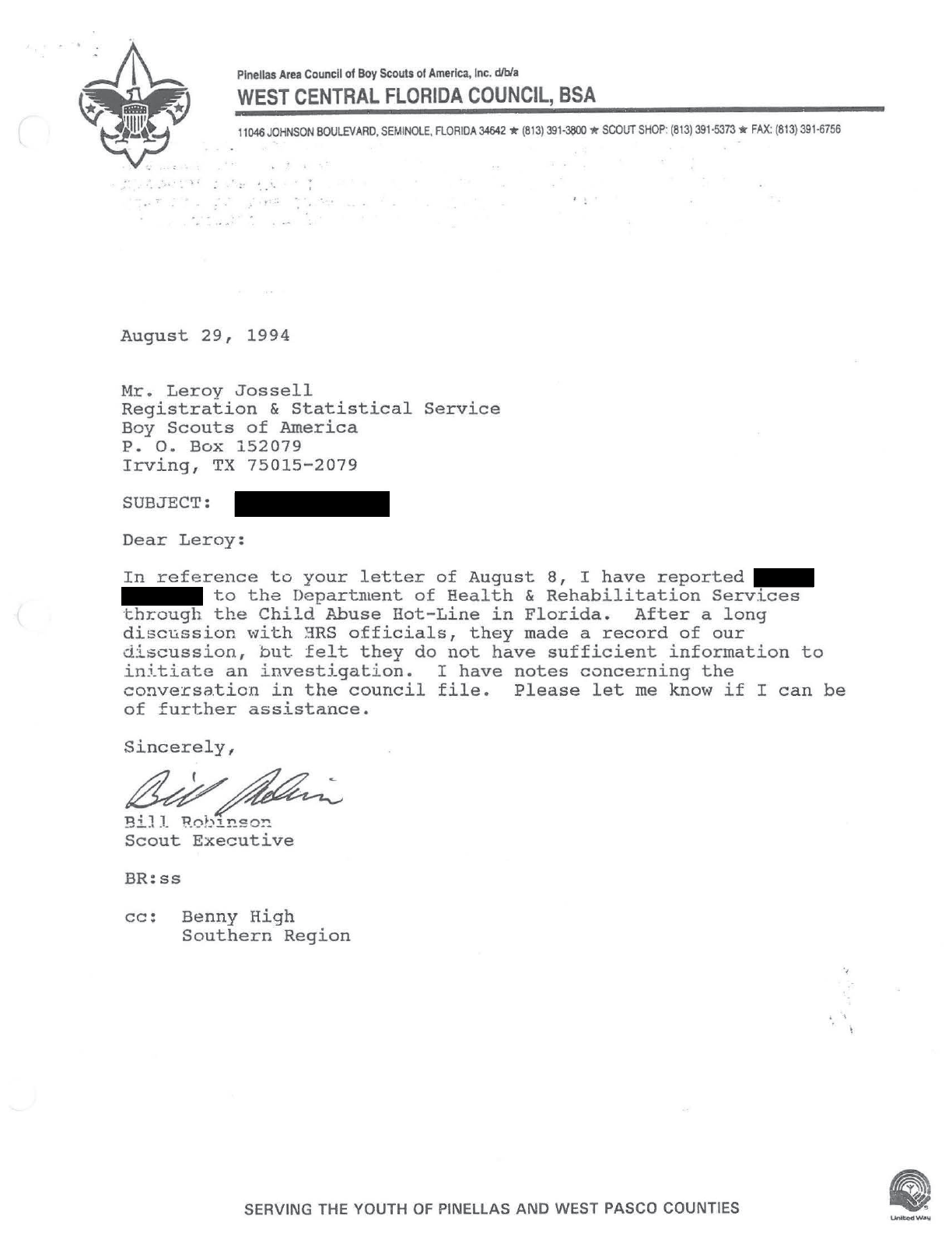Aug 1994 Reported Letter