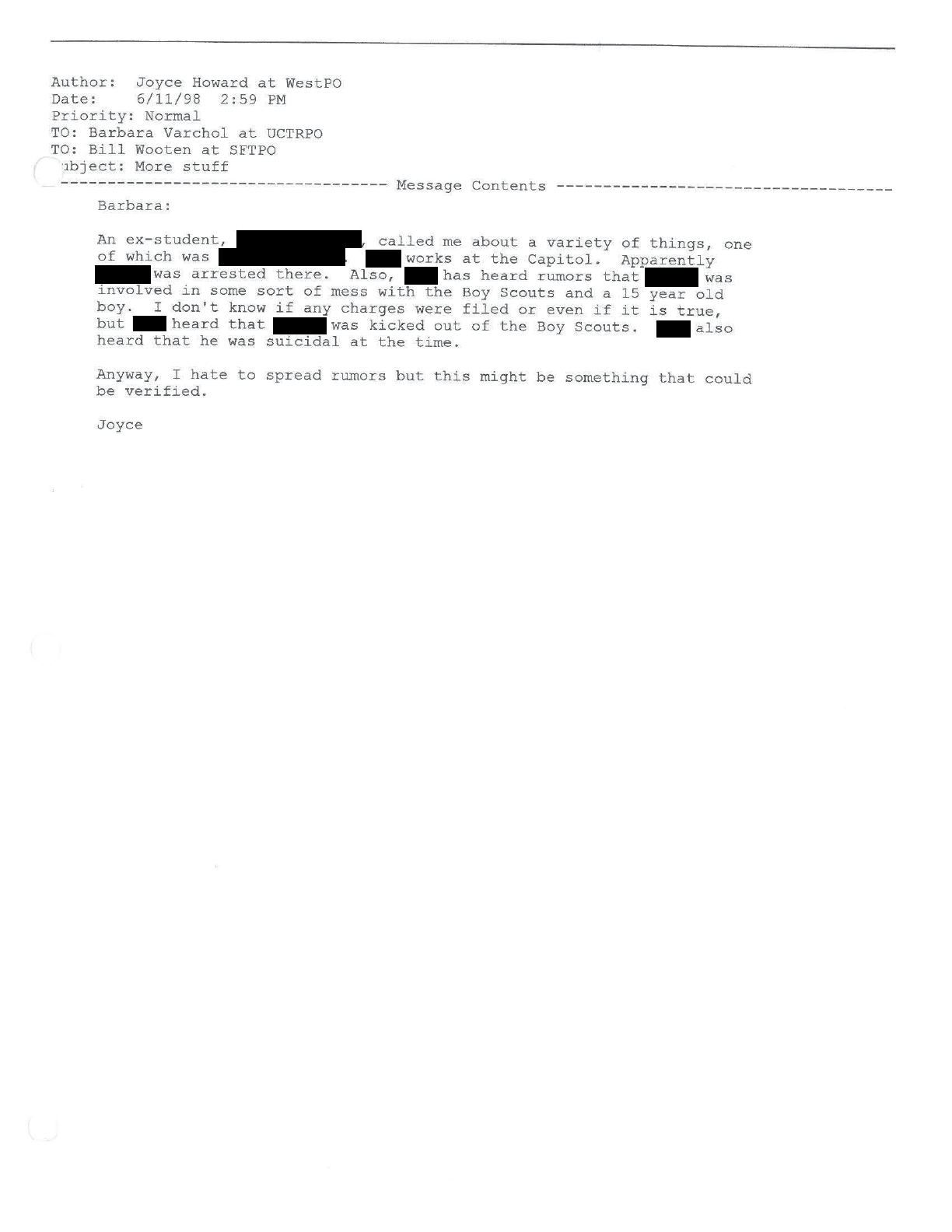 June 1998 Police Officer Email