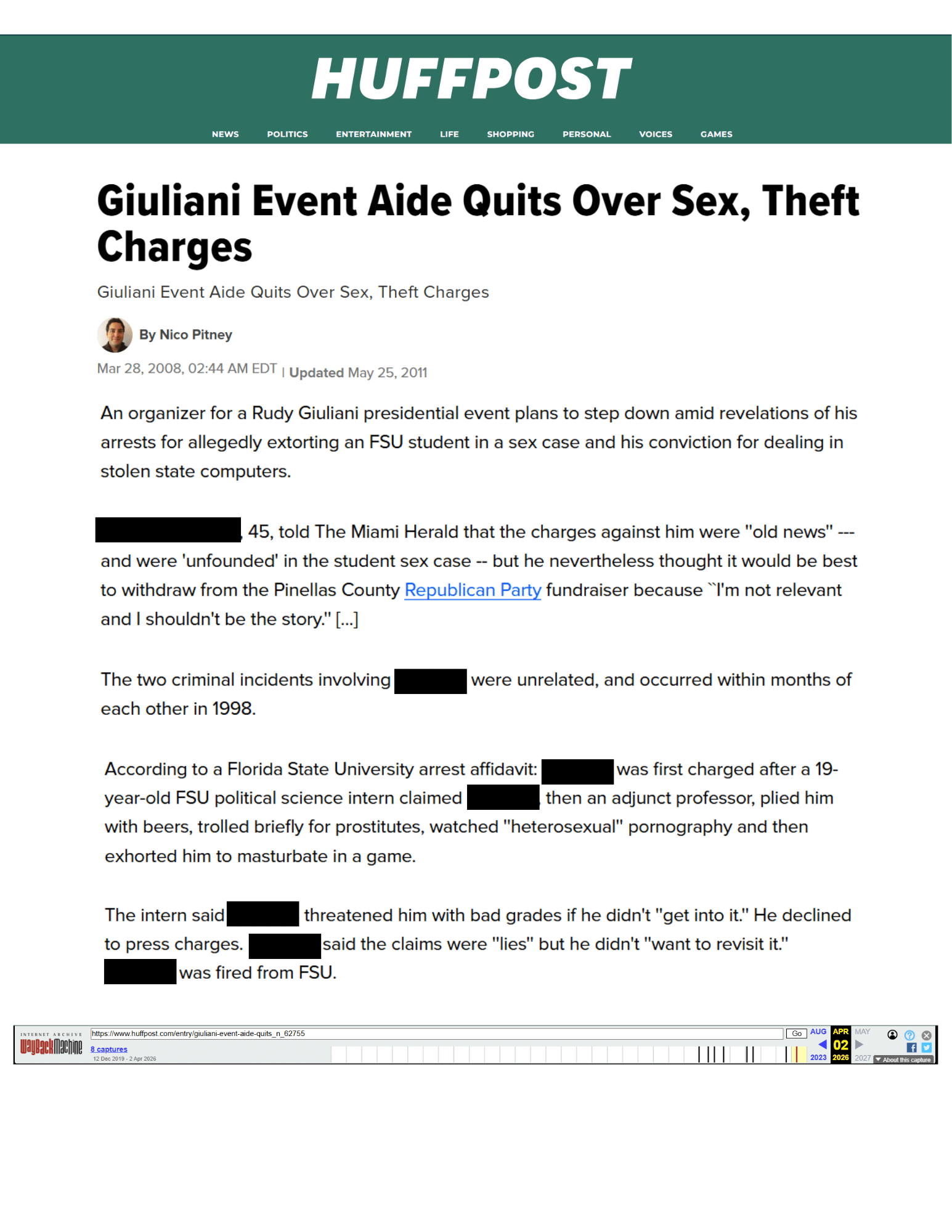 March 2008 Huffington Post Article